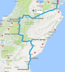 Inland Route north of Christchurch (SH7, SH65, SH6, SH63) - places to stop Kids On Board